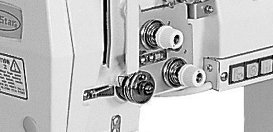Tension adjustment of the lower thread If you turn screw on the spring plate mounted in hook in a clockwise direction, the lower thread tension will become stronger and when turned in a