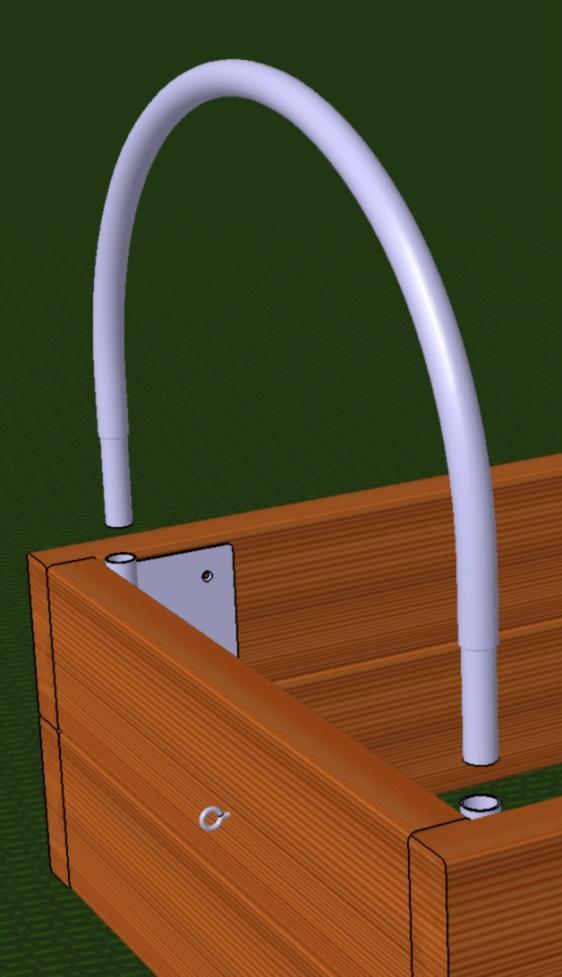 3 Slot the swaged hoops into the tubes of the Corner Brackets (and Side