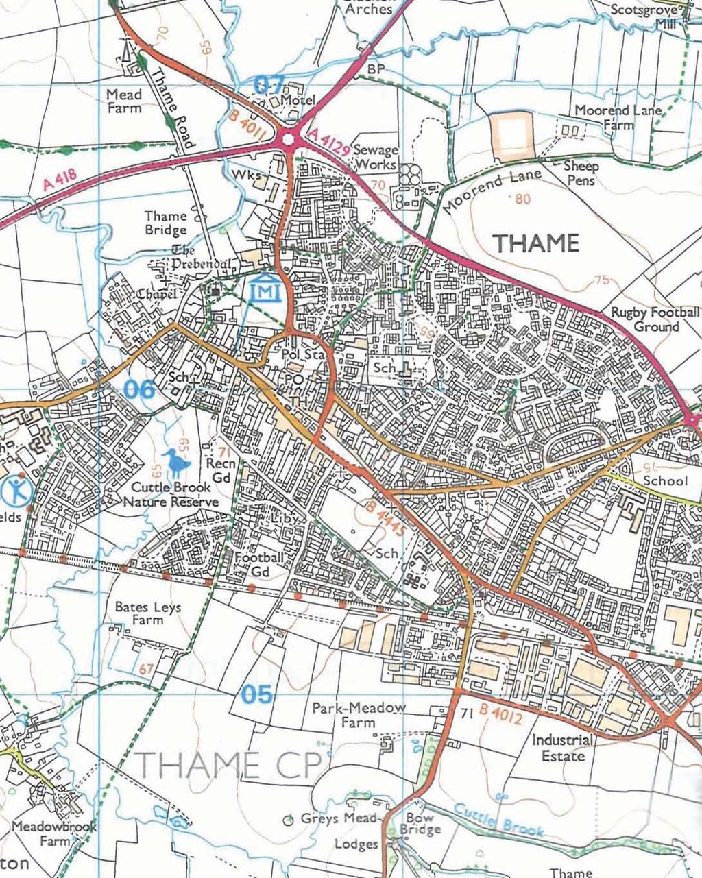 Banbury SITE 07000 Bicester Witney Thame Abingdon OXFORD Wantage Didcot Wallingford Henley-on -Thames 06000 SITE 05000 SP70000 71000 Land at The Elms, Thame, Oxfordshire, 2013