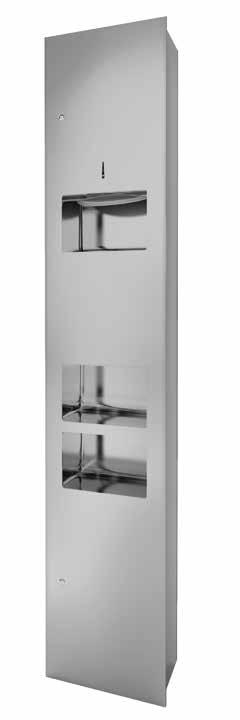 KINOX KMR 2N MULTI FUNCTION RECESS PANEL Hand Dryer, Paper Dispenser & Waste Receptacle 120 HI SPEED HAND DRYER PAPER DISPENSER KEY FEATURES Door - 18-8, Type-304, Stainless Steel Cabinet - 18-8,
