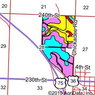 7683 Wymore silty clay loam, 3 to 6 percent slopes 106.17 43.6% IIIe IIIe 63 7473 Padonia Oska silty clay loams, 5 to 9 percent slopes 66.62 27.