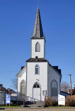 Churches The original defining faith of Gimli, Icelandic Lutheranism, was declaratively expressed in the powerful spire of the Lutheran Church, seen in the archival image above, and demolished.