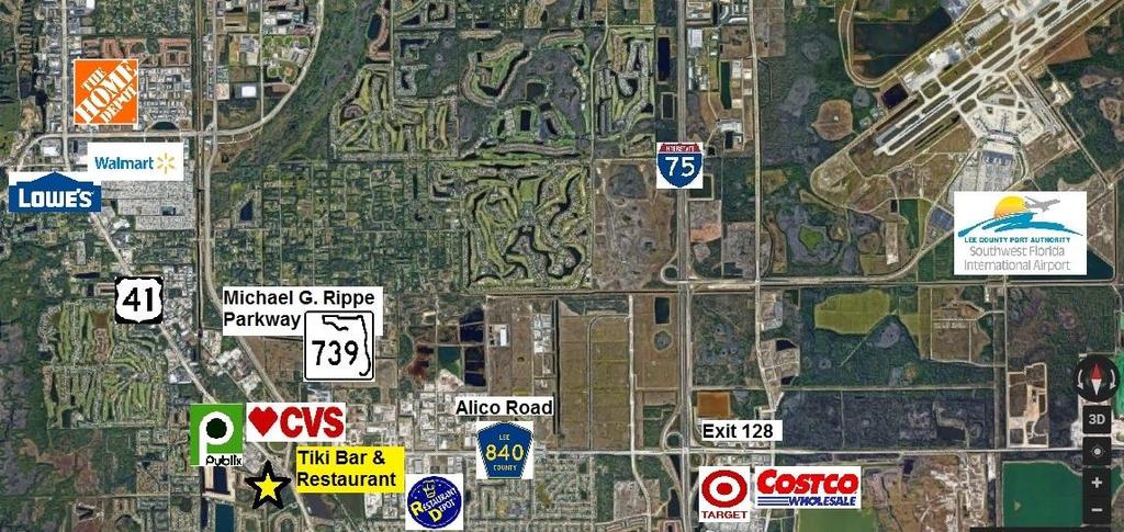 Major Stores are Within 4-Mile Proximity to Restaurant Restaurant is 4 miles or 7