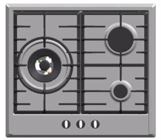 Your new appliance Pan supports Pan supports Triple flame burner (up to 4.0 kw) 3.0 kw) 1.0 kw) Double flame burner (up to 3.3 kw) 3.