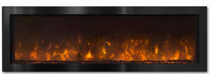 60 with Black Stainless Steel Recessed Mounted Installation Weather Proof Construction 2¼ Trim Surround Realistic Natural Flame Appearance Standard Coal Bed Media Low Energy LED Flame