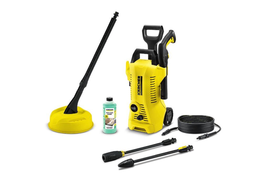 K2 Full Control Home Perfectly equipped for use on light dirt all around the home: the K2 Full Control Home power washer, includes a home kit with: patio cleaner T150 and 500 ml of Patio & Deck