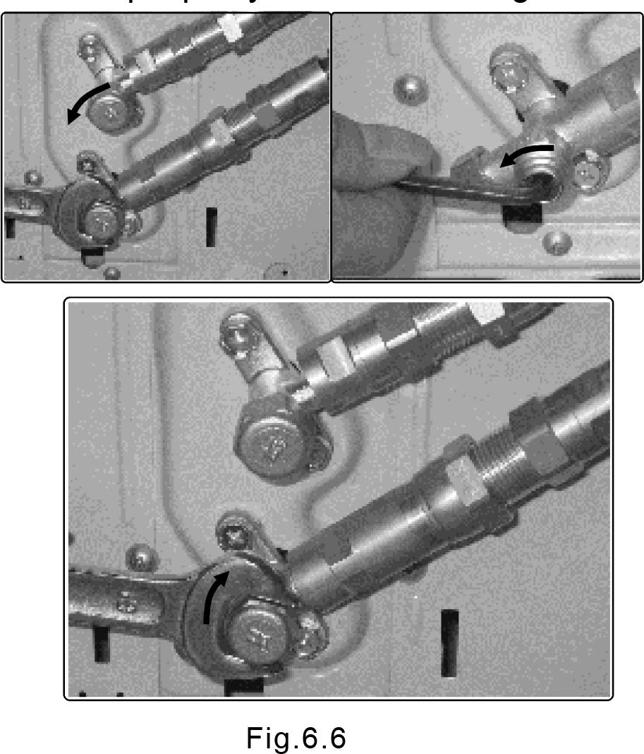 If any bubbles form, the system has a leak and the screw connectors must be retightened using an open-ended spanner. 5. Now remove the cover on the top valve using a 19 mm open-ended spanner.
