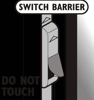 Maintenance The switch barrier projecting from the locking mechanism, adjacent to the handle,