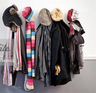 scarves, jackets, and coats unused, it