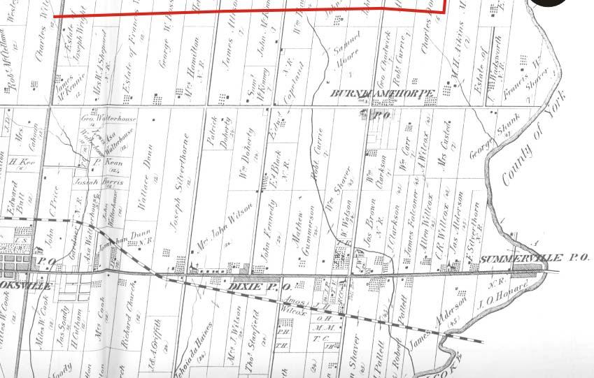 Stage 1 Assessment of Mississauga BRT (East), City of Mississauga, 7 Figure 3: 1881 map of Toronto Township,