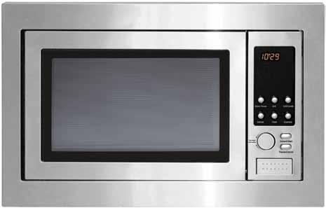 25 Litre Microwave Oven Stainless steel finish and interior Push button door operation 5 power levels (100%, 80%, 60%, 40%, 20%) 60 minute digital timer Auto defrost mode & Auto start feature