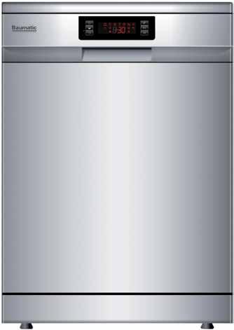 Electronic Dishwasher 14 place settings Silver panel + S/S outer door Half load setting (top or bottom) 7 programs (Intensive, Normal, Economic, Glass, 60 min, Rapid, Soak) 1-24h delay start LED
