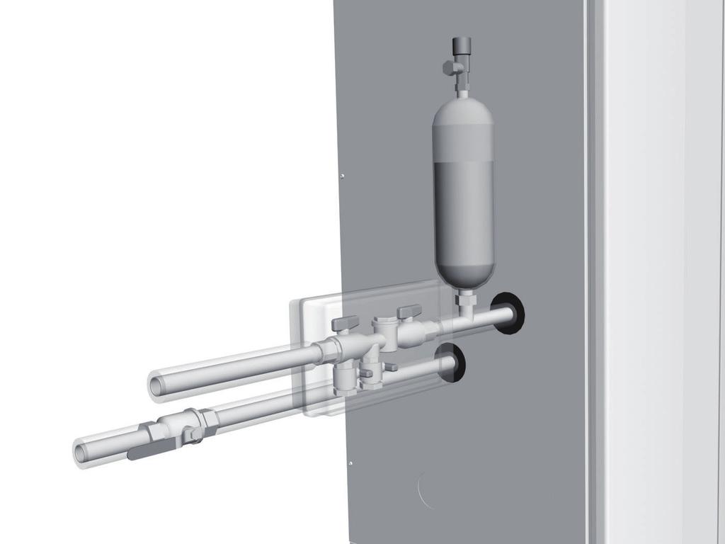 Installation principle Shut-off valve and strainer Supply pipe Return pipe iller tap