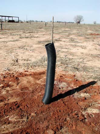 4 inch corrugated drain pipe is used for this purpose (Figure 7). If a tube or sleeve is used, split it down the length of one side so it can be removed after 2 years.