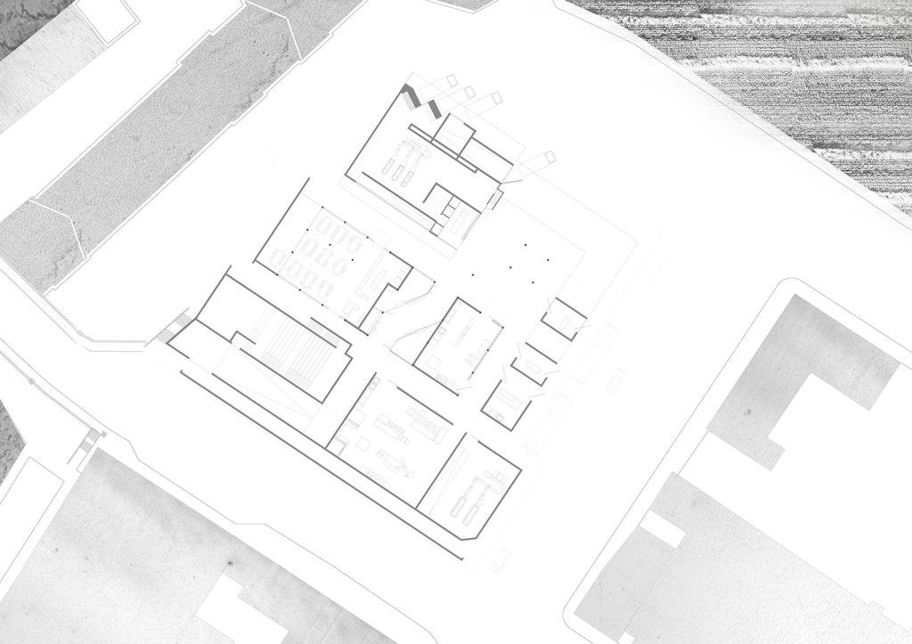 Final Drawing, 1:200 Ground floor plan with context - Lecture Hall, Production Space,