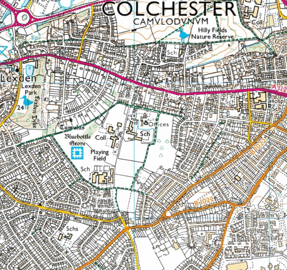 Colchester ESSEX Chelmsford Irvine Road site Audley Road Capel Road Fig 1 Site
