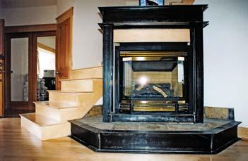 The flue for the fireplace is hidden in a maple