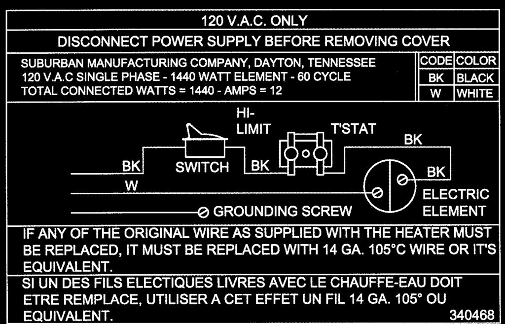 1 Canadian Electrical Code Part 1 when installing the unit in recreational vehicles and mobile homes respectively. D. Make the 12 Volt D.C. electrical connections following the wiring diagram illustrated in Figure 8.
