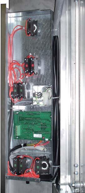 The user module circuit board contains display, indicator lamps, a connector for the user keypad, and electronics to