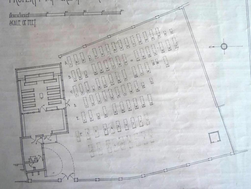 Figure 1: Plan of the meeting house and burial ground in 1930