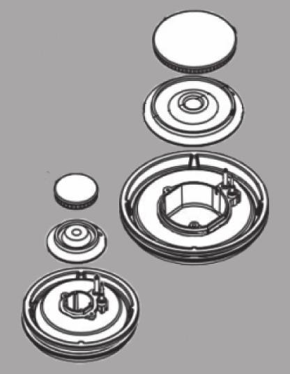 Place the burner caps on to the burner spreader correctly. 3. Make sure all the components are placed correctly, burner caps must not be inclined (See figure 1).
