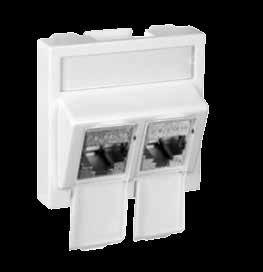 : BC-12-207 BC Outlet 2xJ45 STP Cat6A RS, Keystone Flush mount outlet with 2xCat6a keystone connectors and Elko RS16 frame.