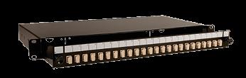 Patchpanel 1U 24ports ST Fiber optic sliding patchpanel for up to 24 ST Single Mode or Multi Mode adaptors, black. Patchpanel 1U 24ports LC Part nr.