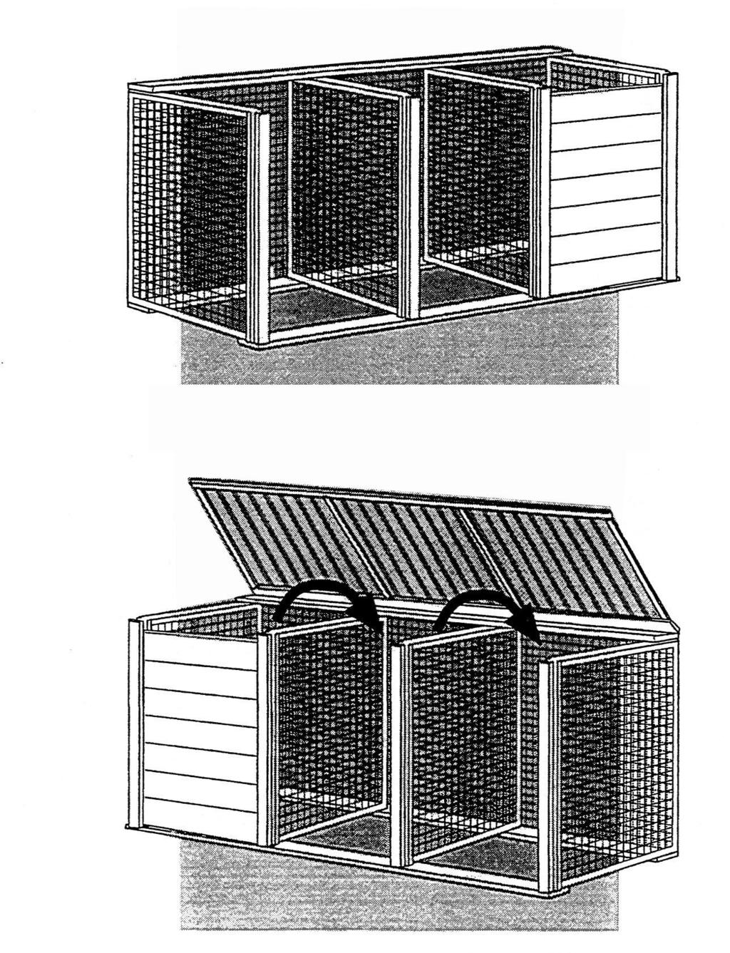 Compost containment Three-Bin Composter Three-Bin Composter with Lid overall dimensions, 4 high x 3