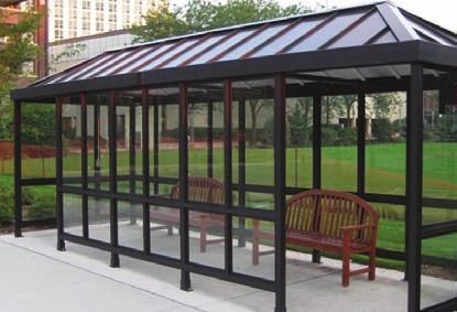 (12)(e) Bus shelters in Belson Outdoors: Model ALS68AOH - Quaker Bronze or approved equal shall be installed and