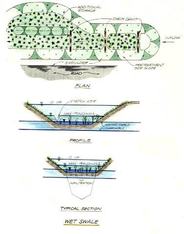Figure 2: Schematic of a Grass Channel (Vermont Agency of Natural