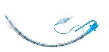 Reinforced tracheal tube without cuff oral nasal Murphy type made of thermosensitive PVC reinforcement made of stainless steel kink resistant curved shape clear tube markings gluedin connector