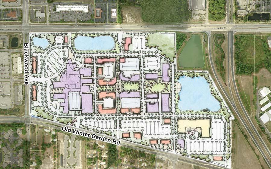 Target Area 3: Redevelopment Scenarios Target Area Three The third and final Target Area focuses on the land owned by Health Central Hospital between SR 50 in the north, Old Winter Garden Road in the