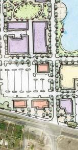 Surface parking lots are located to the exterior of the quad. Design Principles Create a unified development program that contains a pool of entitlements.