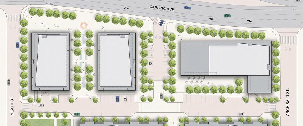 DESIGN OBJECTIVES CREATE A GATEWAY AT CARLING AVENUE Complementing the planned redevelopment at City Park, the proposed development will create a strong gateway at Carling Avenue (from the