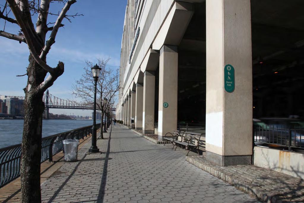 A Con Edison building at 74th Street also narrows the pathway, limiting access to the river s edge for roughly two city blocks.