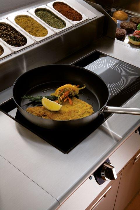Optional deflectors allow delicate cooking (with steaming effect) or extra high power grilling.