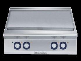 Electric Hot Plates 1-piece pressed work top in stainless steel (2mm for 900XP - 1,5mm for 700XP) with smooth rounded corners Exterior panels in stainless steel with Scotch-Brite finishing