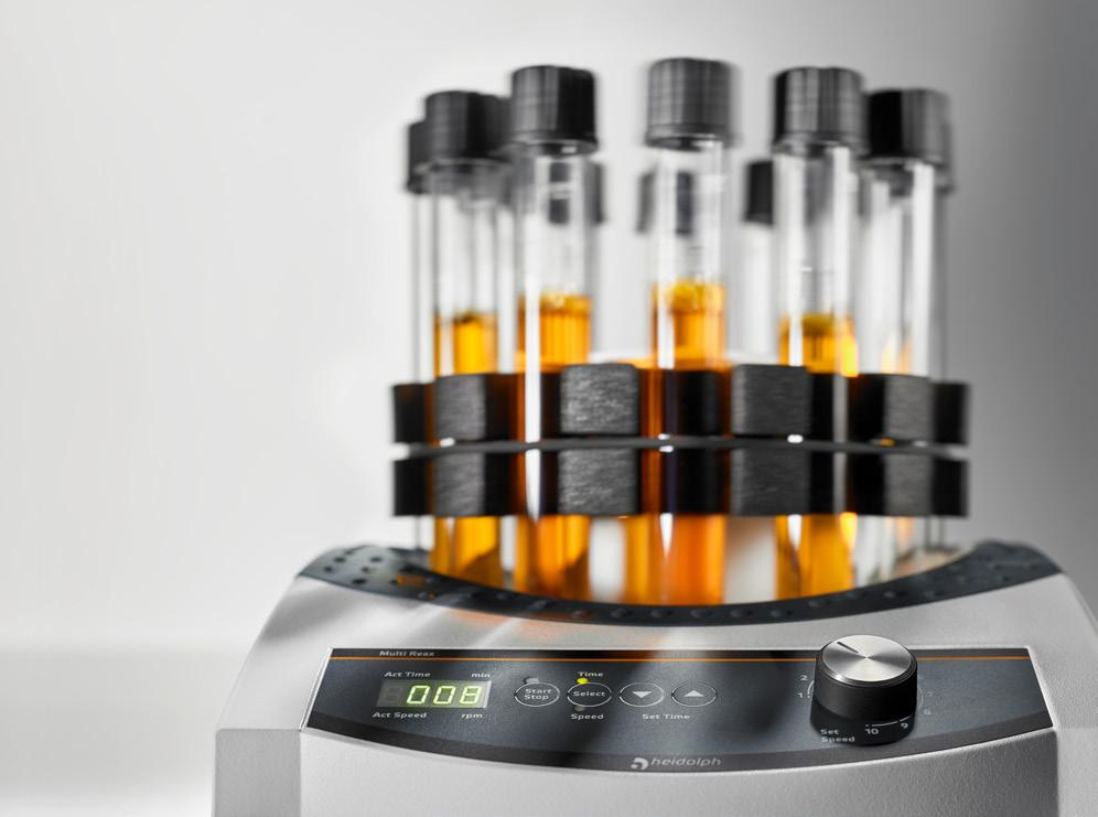Don t compromise Always in motion: Shakers, Mixers and Peristaltic Pumps Heidolph Premium Laboratory Equipment stands for reliability, precision, and efficiency.
