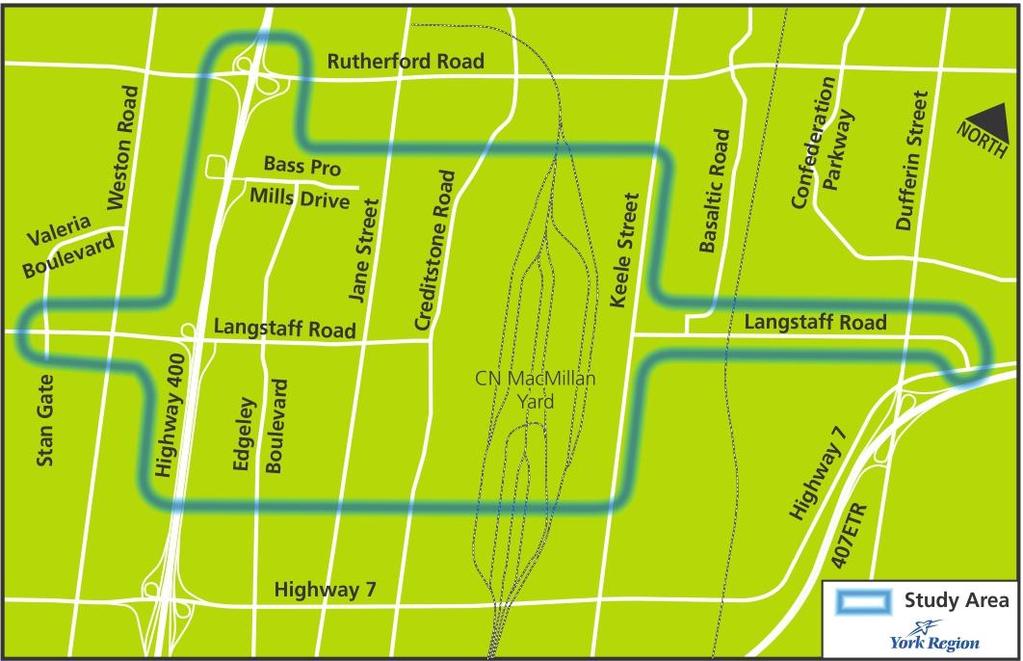 Study Overview York Region is conducting a Class Environmental Assessment (EA) study for Langstaff Road from Weston Road to Highway 7, within the City of Vaughan.