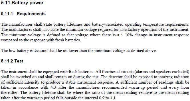 5.11 Battery Power 1. Scope ANNEX A Test Reports This document describes the testing process of the RAM GAM-1C battery lifetime according to the ANSI N42.