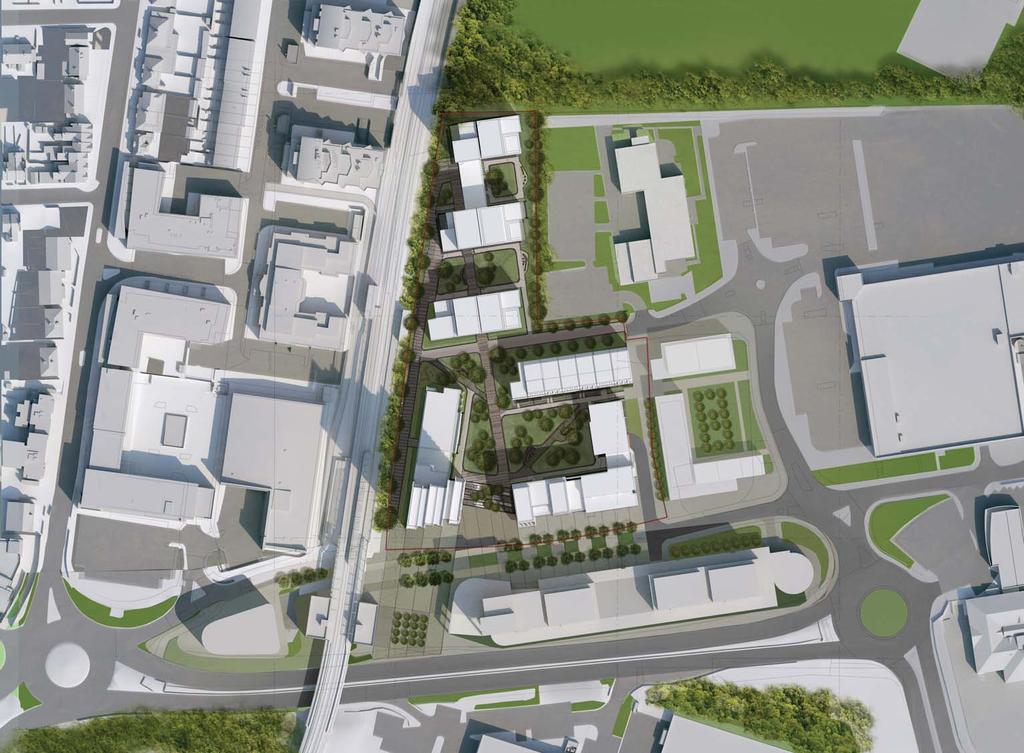 THE MASTERPLAN The proposed masterplan for the Ascot Road development considers the complex interplay of a variety of design criteria including: building and use adjacencies, especially the proposed