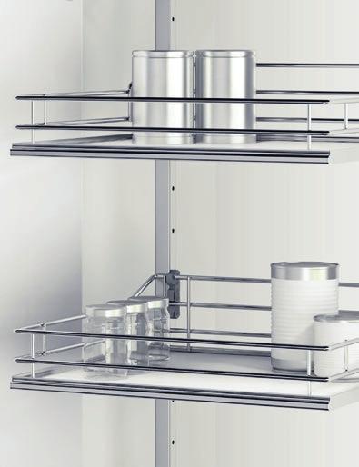 cabinet widths of 450mm, 500mm & 600mm 3 variable frame heights allow for many kitchen configurations Height adjustable baskets ensure your