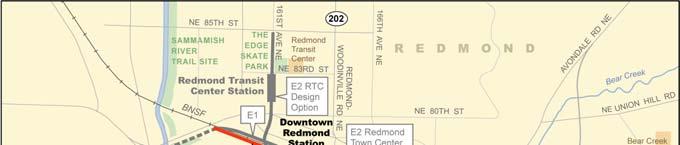 Segment E: Downtown Redmond Segment E travels parallel to SR 520 north and east into Downtown Redmond.