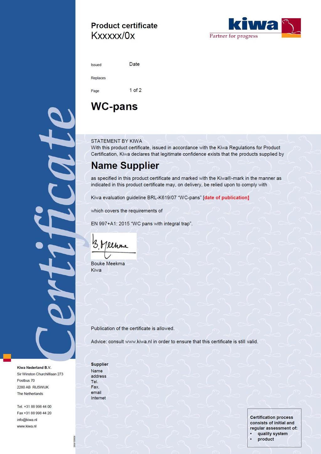 II Certificate (informative) Kiwa
