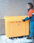 Highly manoeuvrable with two 12" wheels and two 5" casters Dimensions: 52 1/2" L x 27 1/2" W x 42 1/2" H Includes: Ergonomic, easy-access rear doors, 55-gallon bag retainer hoop and 2 metal bag