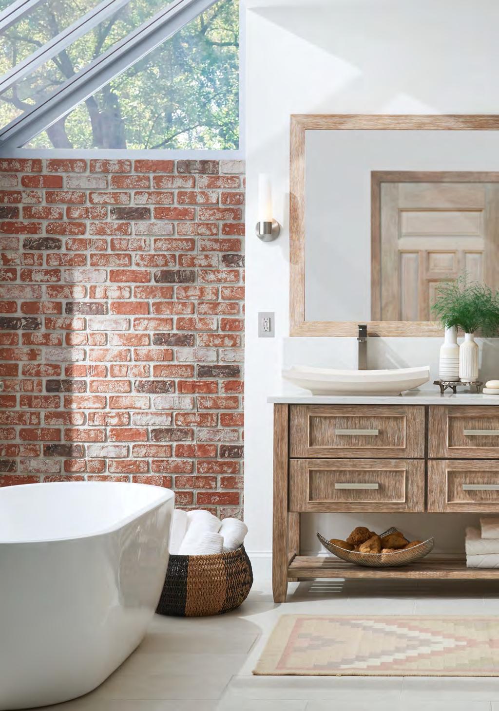 12 Exposed brick and natural stone sinks evoke a feeling of