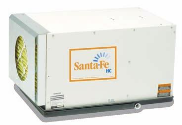 This unit is sized for 2500 sq. ft. typical. 4025081 Santa Fe HC Our largest capacity, free-standing dehumidifier. High powered and strong. This unit is sized for 3200 sq. ft. typical. 4023673 Santa Fe Rx Extremely quiet operation makes it an ideal choice for offices, residences, schools, and libraries.