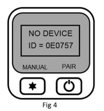 Use the selector wheel and select the gas fire option. Press & simultaneously to delete the current channel. The handset will re-load to NO DEVICE see Fig 4) screen.