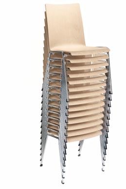 upholstered first line Stacking chairs with frame-linking device and
