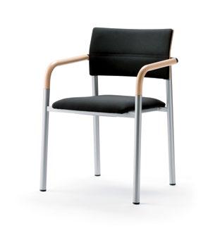 855 / AH 665 Chair 6436 with arms in black polypropylene: Arms in black polypropylene with soft armpads.
